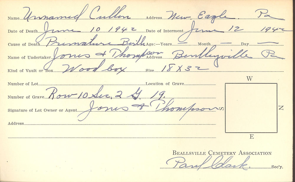 burial card